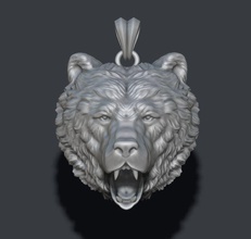 bear pendant 3d print model in pendants 3dexport jewellery gold stone silver jewel nature head obj stl 3dm rhino men apparel high poly mesh 14k 585 3d print model - Mito3D