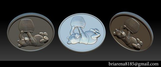 bear pooh - coin bear pooh coin smiley silhouette art smile wing wise hen universe artwork silver stl cnc 3d print 3d print model - Mito3D