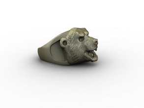 bear ring biker fashion-ring finger gold grizzly jewel jewellery jewelry men mens nature panda rings signet silver 3d print model - Mito3D