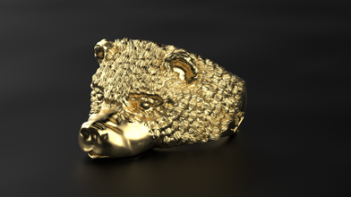 Urso anel eslavo runas ouro prata jóia joalheria escultura impressão imprimível argolas 3d print model - Mito3D