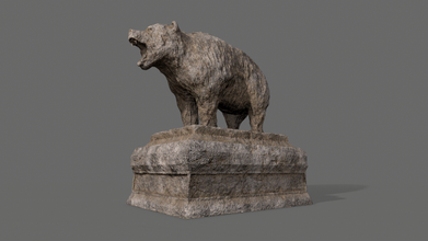 bear statue 4 rock stone exterior poly game ready pbr brick gate building tomb ruin grave tombstone architecture brickwork 3d print model - Mito3D