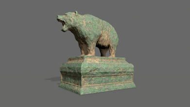 bear statue 7 rock stone exterior poly game ready pbr brick gate building tomb ruin grave tombstone architecture brickwork 3d print model - Mito3D