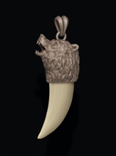 bear tooth nail pendant jewellery gold stone silver jewel nature head stl bearnail men apparel high poly teeth necklace bearhead 3d print model - Mito3D
