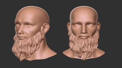 barba 2 umano facciale barbiere parrucchiere rasoio capelli uomo carattere corpo uomini maglia realistico arte 3d print model - Mito3D