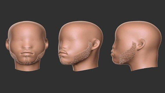 beard 3  man eard mustache man character human facial barber hairdresser shaver short hair  3d print model - Mito3D