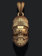 bearded skull pendant hat sunglass 3d print model in pendants 3dexport anatomy man bread beard hair hairy biker bone jewel jewelry skul zbrush scul het cap glass sanglas 3d print model - Mito3D
