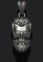 barbu au crâne pendentif paire de lunettes soleil l'anatomie l'homme corps réaliste personnes caractère la barbe cheveux poilu le motard os joyau bijoux skul zbrush scul verre des 3d print model - Mito3D