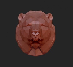 ours tête 3d impression modèle in sculpture 3dexport 39 grizzly animal d'animal polygonal lowpoly low poly 3d print model - Mito3D