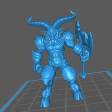 beastman - goat-man warrior of chaos free 3d print model in game accessories 3dexport dnd dungeons dragons goat gor monster warhammer 3d print model - Mito3D