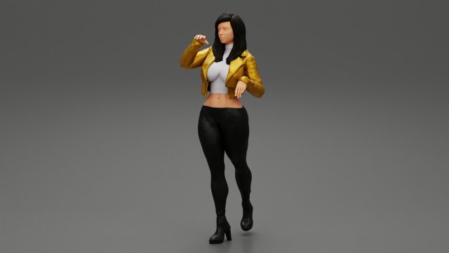 Beatiful moda mulher couro Jaqueta sexy menina pose corpo personagem humano fêmea anatomia estátua escultura metamorfose adulto figura pé classe 3D print model - Mito3D