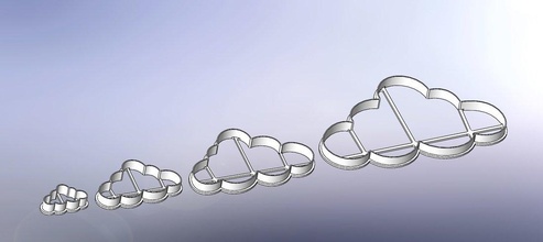 hermoso clouds set 40 80 120 3d impresión modelo in cocina comida 3dexport cortadores nube formas galletas kithen 3d print model - Mito3D