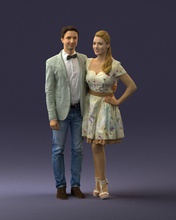 beautiful couple 0913 3d print ready scan french english american retro style dancing dress suit fashion food flower music posed realistic people human male female 3d print model - Mito3D