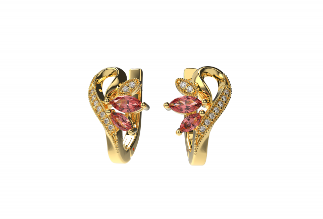 beautiful earrings 1 gold 3D print model - Mito3D