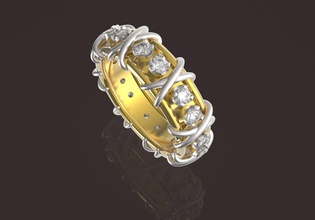 lindo fêmea anel 3d impressão modelo in argolas 3dexport joalheria luxo platina gema ouro prata brilhante imprimível diamante moda esterlina noivado brilhando diamantado precioso riqueza jóias jóia 3d print model - Mito3D