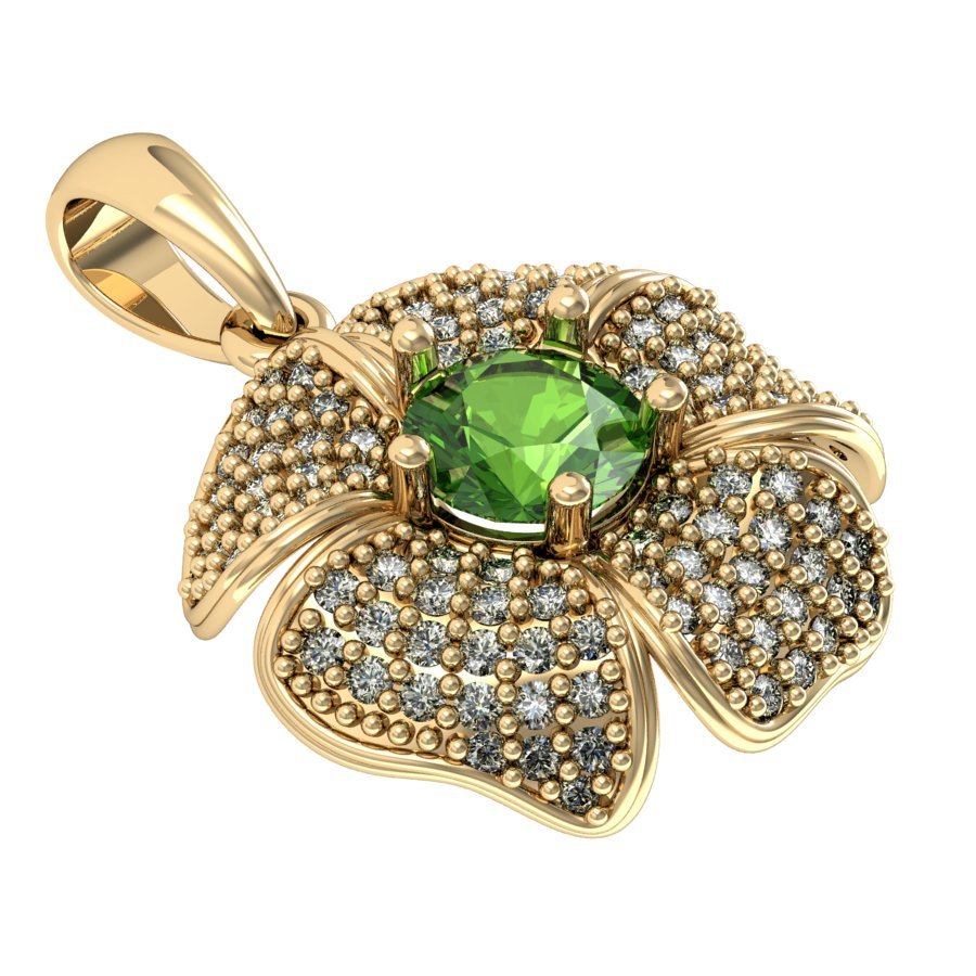 lindo pingente de flor bonita jóias printable o cad gemas feminino mulheres brillant exclusiva 3dm stl obj a moda ouro rhiho cnc 3D print model - Mito3D