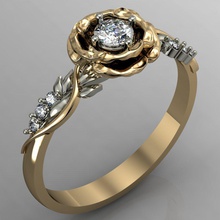 belle bague rose bijoux le diamant imprimable de l'anneau les anneaux cad l'engagement pierres précieuses la femelle femmes brillant exclusif 3dm stl obj mode or rhiho 3d print model - Mito3D