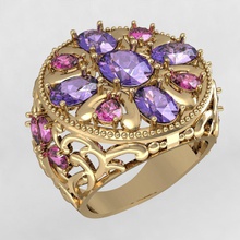 belle bague bijoux la femelle le diamant imprimable haut détail de l'anneau les anneaux cad mariage pierres précieuses brillant exclusif mode or rhiho cnc 3d print model - Mito3D