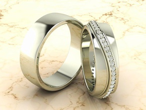 hermoso boda banda retorcido diseño sacudir 3d impresión modelo in anillos 3dexport diamante joyería gemas anillo oro blanco 3d print model - Mito3D