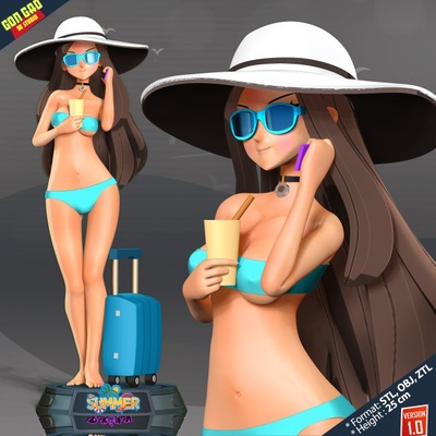 beauty bikini 3d print model in woman 3dexport gamecharacter trainer master anime manga girl 3dprint statue figure summer 3d print model - Mito3D