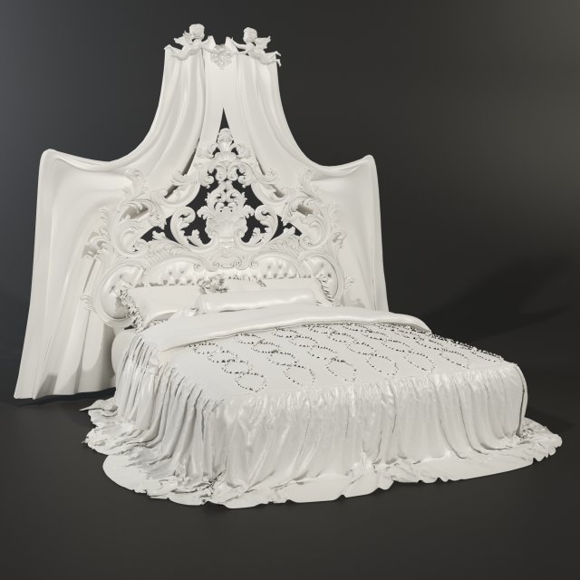 bedroom free modenesegastone luxuryfurniture whitebed classicfurniture homedesign villa funriture bed 3D print model - Mito3D