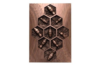 bee cnc 6 art deco honeycomb nature relief artcam aspire 3d print model - Mito3D