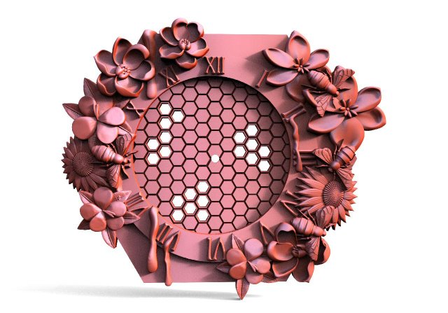 bee honeycomb wall clock signs logos art relief cnc 3D print model - Mito3D