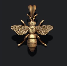 bee pendant 3d print model in pendants 3dexport jewellery gold printable jewelry silver nature necklace yellow bumble wasp honeybee honey insect animal fly wing beetle hip hope 3d print model - Mito3D