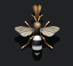 bee pendant enamel gold jewel jewelry silver necklace honey insect beetle hip hop emal model nature bumble wasp honeybee animal fly 3d print model - Mito3D