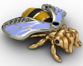 Biene Form bee Schmuck Silber ring gold Anhänger Brosche 3d print model - Mito3D