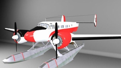 beechcraft c18-s floats 3d model in transport 3dexport plane aeroplane jet float 3d print model - Mito3D