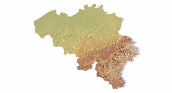 Belgien Terrain cnc Drucken Design Karte Landschaft Land Linderung Geographie Kontinent Berg Erde 3d print model - Mito3D