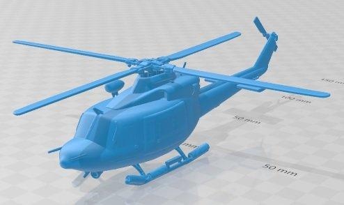 bell 412 police copter printable helicopter automotive diorama modeling hobby solid scale model 3d print model - Mito3D