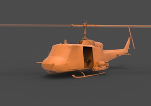 bell uh-1 3d print model in vehicle 3dexport military utility helicopter uh uh1 iroquois air huey army transport war plane aircraft aviation 3d print model - Mito3D