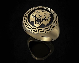 bengal tiger ring 3d print model in rings 3dexport printable stl gold silver platinum sterling men reliefe animal beast forest courage jungel jewellery 3d print model - Mito3D