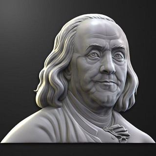 Beniamino Franklin bas sollievo 3d uomo ritratto scultura stampa 3d print model - Mito3D