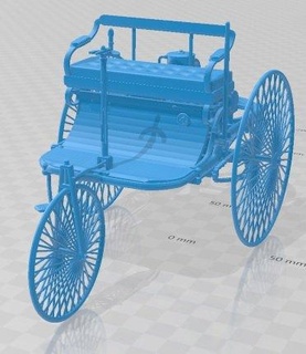 benz brevet autorail 1886 imprimable voiture 3d impression modèle automobile diorama modélisation loisir solide échelle 3d print model - Mito3D