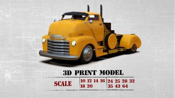 best stl 3d printer cool car hauler coe ratrod lowered truck automotive chevy printable slot scalextric tamiya rc rattruck hobby micro auto classic heavy printcar print scale diecast 3d print model - Mito3D