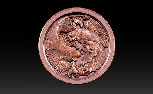 beta fish cnc relief model mathematical art bettareliefs betta fisher aquatic reliefs coin insignia shield router carving stl 3d printer wood coins badges 3d print model - Mito3D