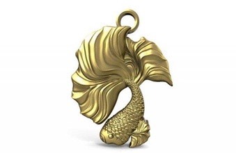 betta poisson pendentif 3d impression modèle in pendentifs 3dexport pendantm bijoux bijou animal mer marin 3d print model - Mito3D