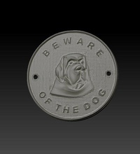 beware dog plaque animal sign 3d print model - Mito3D