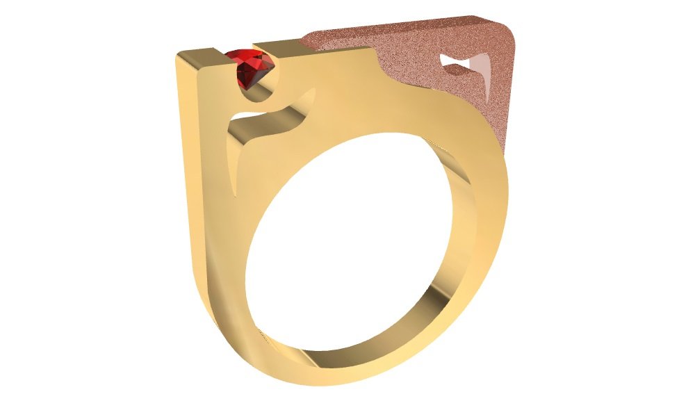 bicolor ring-gem ring gem 3D print model - Mito3D
