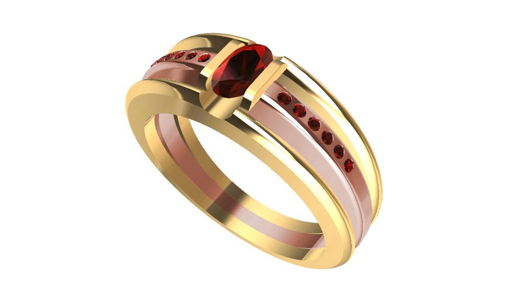 bicolor ring gems 3D print model - Mito3D