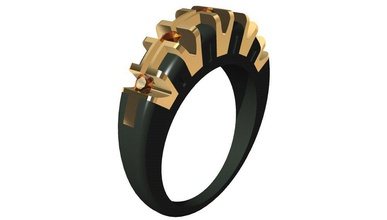 bicolor anillo gemas 3d impresión modelo in anillos 3dexport 3d print model - Mito3D