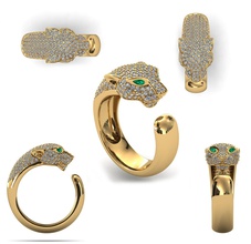 big cat ring 3d print model in rings 3dexport jewelry jewellery jewells jewels puma bigcat panther leopard tifer pantherring gem carat 3dprint cnc gold silver diamond diamondring 3d print model - Mito3D