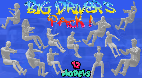 big drivers pack anatomy driving diecast plastic models diorama poses police bus people 3d print printing 3d print model - Mito3D
