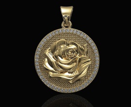 büyük gül kolye 3d yazdırılabilir stl altın Gümüş platin sterling taşlar moda parlak kadınlar şık mücevher rose çiçek aşk valentine kuyumcu 3d print model - Mito3D