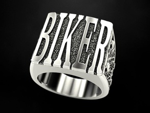 biker ring 2 jewelry print 3dprinted jewellery printable rings design jewel printabl printing prototyping silver man blackening 3d print model - Mito3D