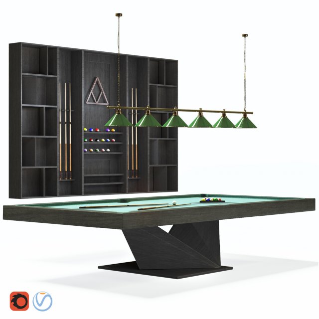 billard chambre ensemble 3d modèle in casino jeux 3dexport bassin table lustre signal balle tasse planche orbe 3D print model - Mito3D