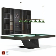 billiard room set 3d model in casino games 3dexport billiards pool table chandelier cue ball cup board orb 3d print model - Mito3D