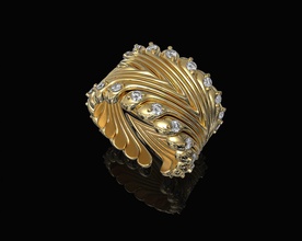 ondas anel 3d printable anéis ouro de prata platina sterling gem pedras preciosas brilhantes mulheres diamant jóia brillant jóias 3d print model - Mito3D